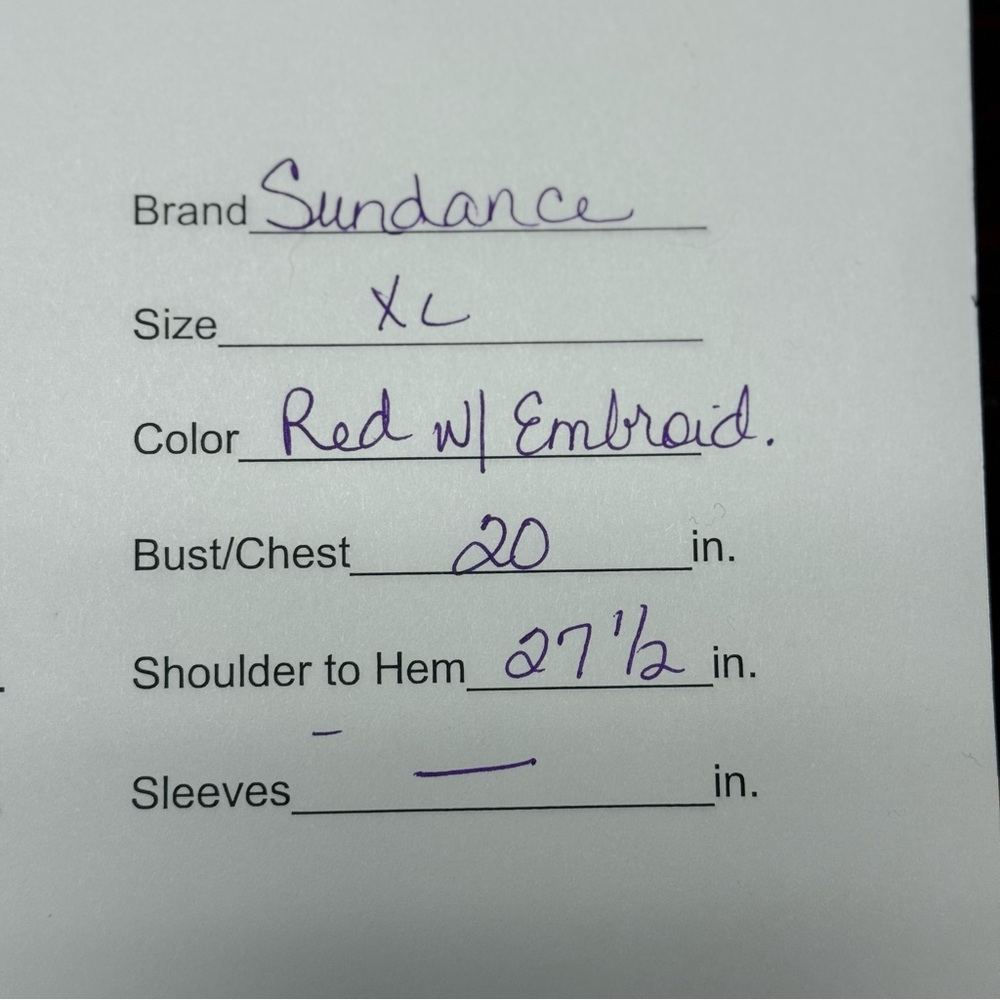 Sundance red with embroidered design. XL blouse - Picture 8 of 8